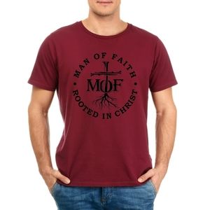 Man of Faith Rooted in Christ men's tshirt, white or burgandy graphic tshirt
